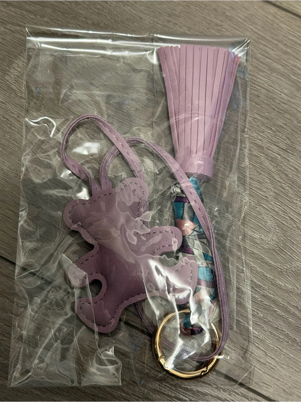 Lavender Tassel & Bear Charm Keychain - Cute Purple Accessory